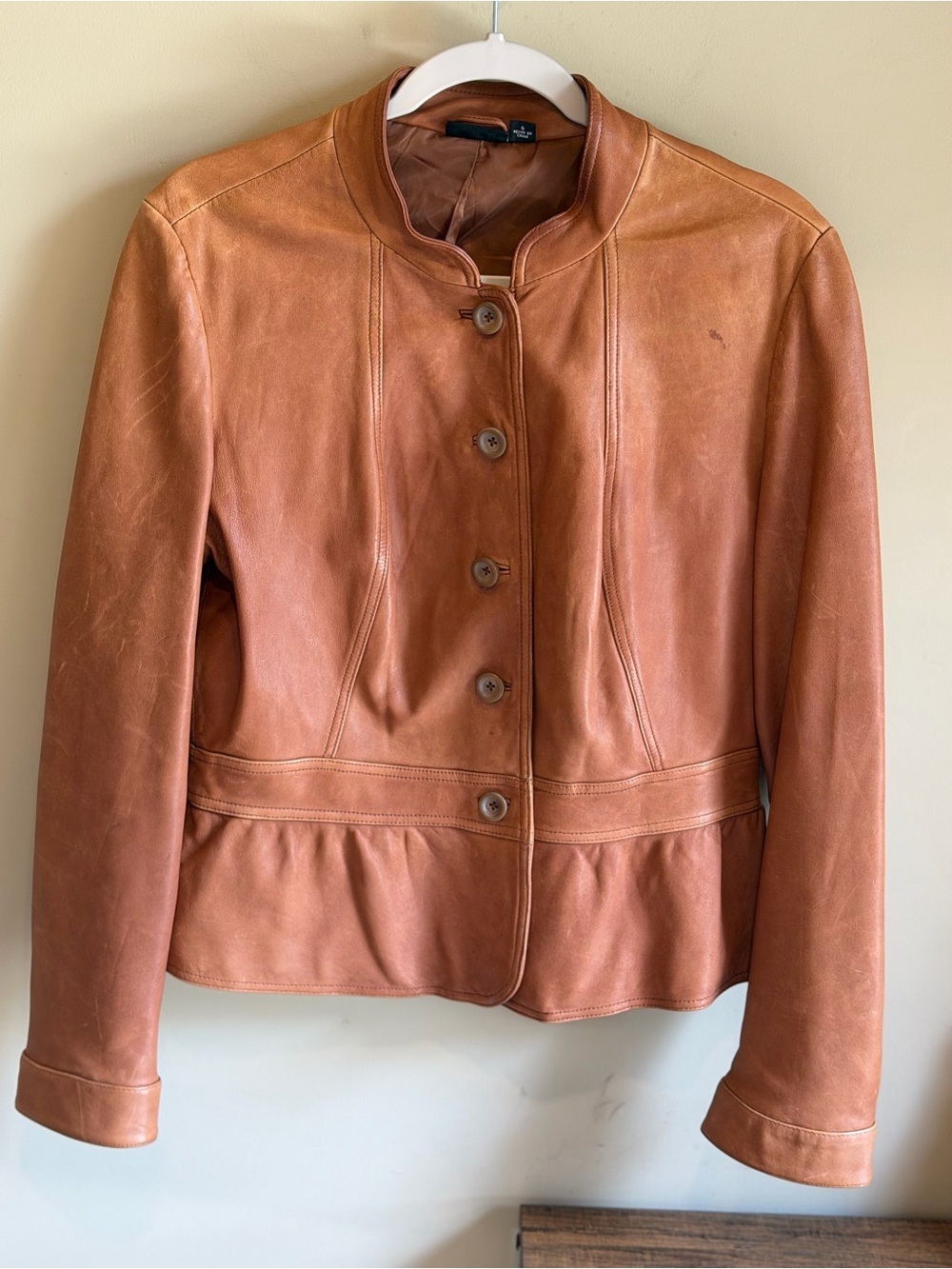 a. n a. A New Approach, leather jacket Camel Color